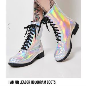 N.Y.L.A I am ur leader hologram boots sz 8 NWT dollskill